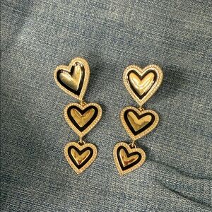 Chic Gold and Black Heart Earrings